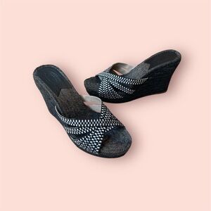 NEW Stubbs & Wootton Grace Noir Check Espadrille sandal Palm Beach 39 7.5 8